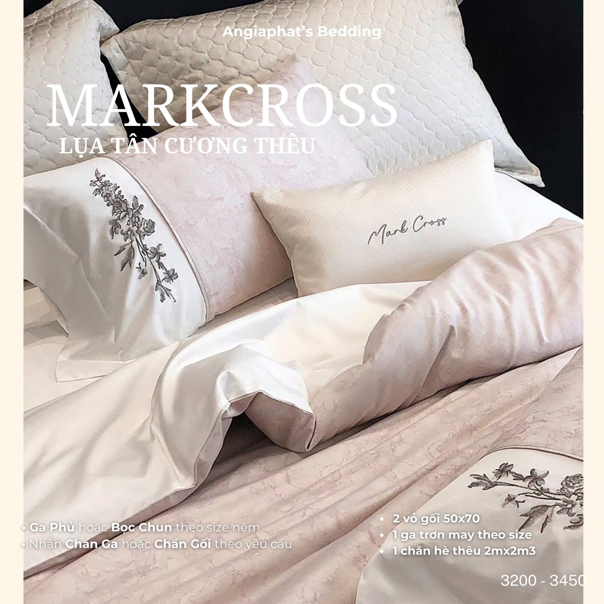  Set Chăn Ga Markcross - Lụa Pima Tân Cương 3 