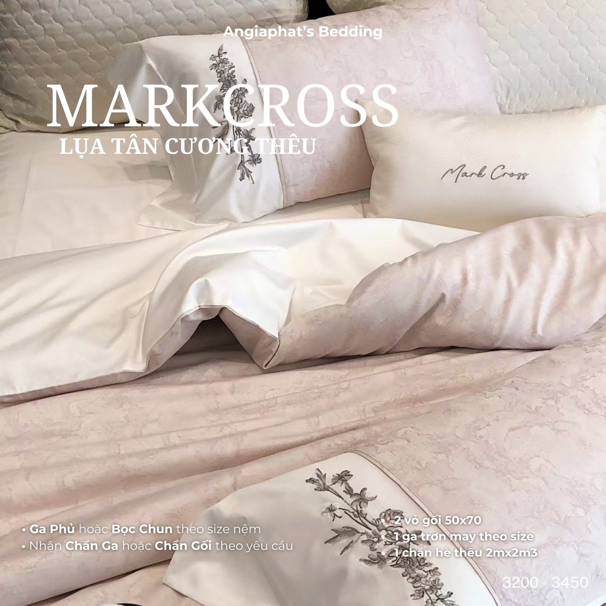  Set Chăn Ga Markcross - Lụa Pima Tân Cương 3 