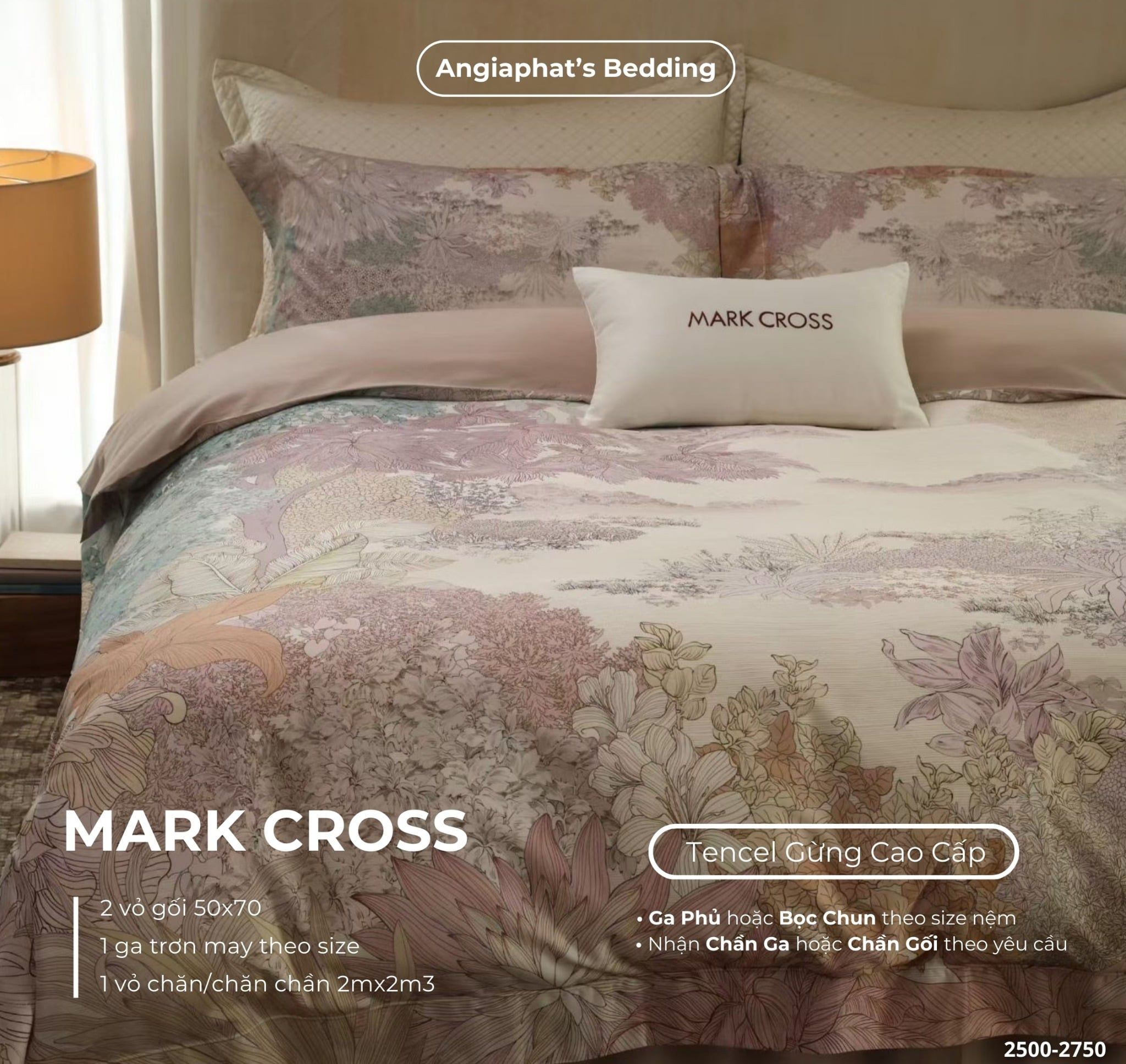  Set Chăn Ga Markcross - Lụa Tencel Gừng 1 