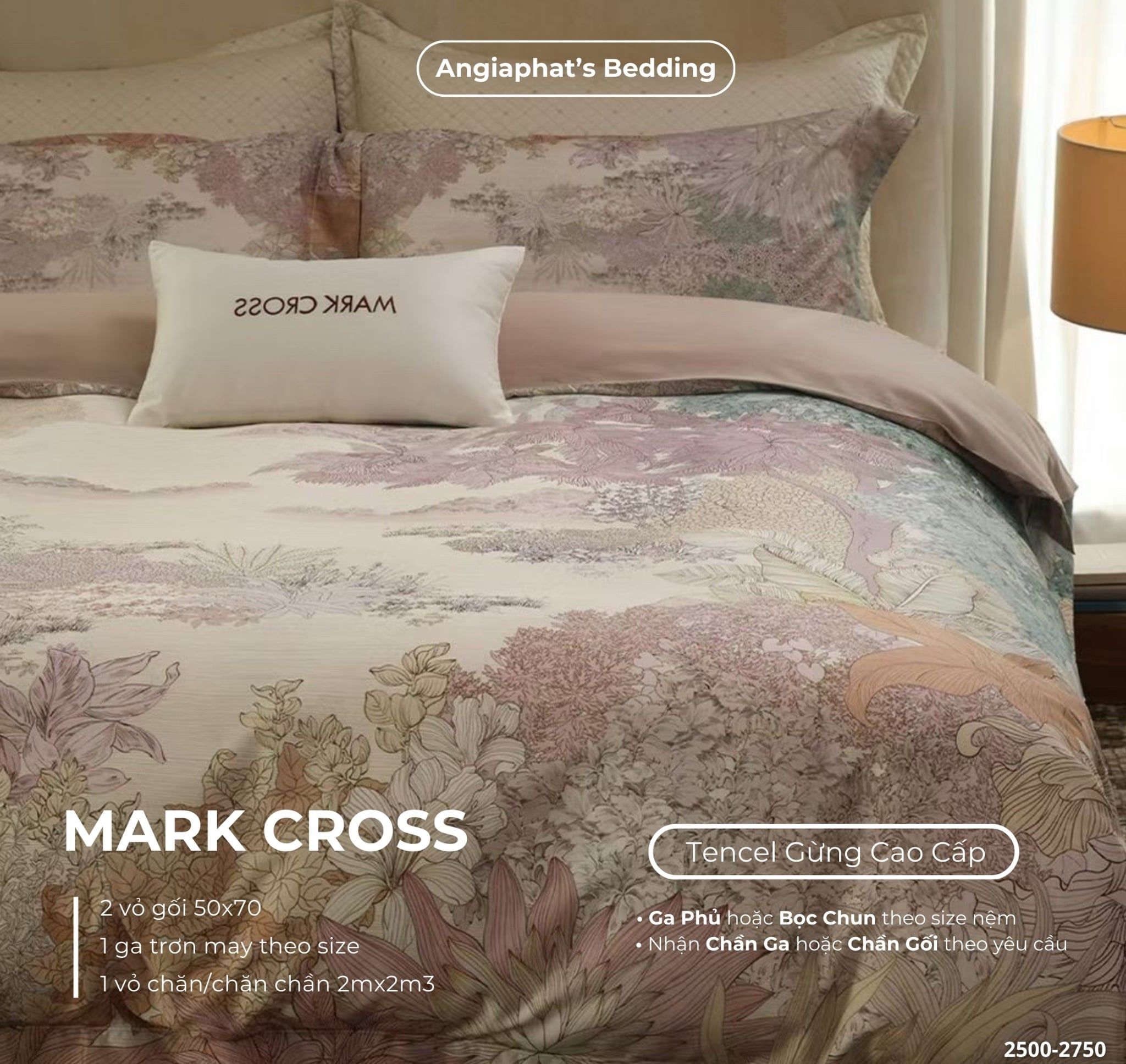  Set Chăn Ga Markcross - Lụa Tencel Gừng 1 