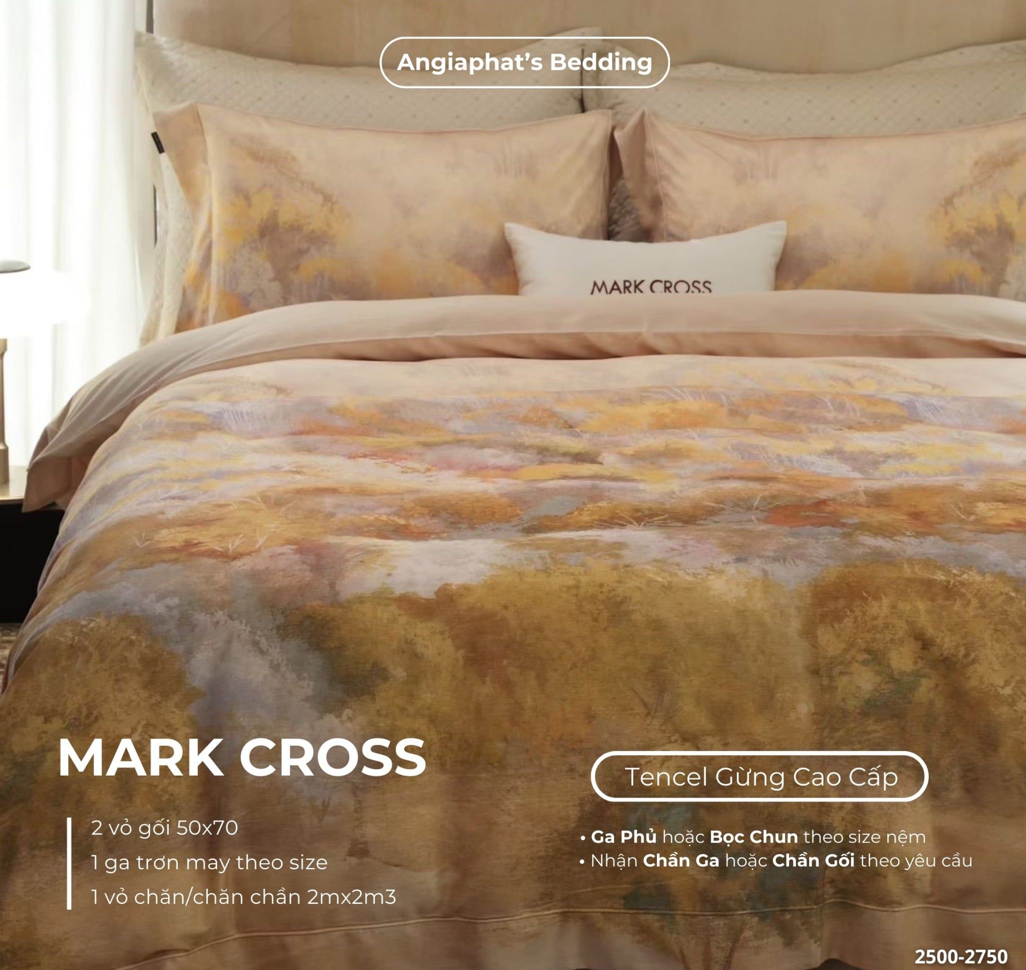  Set Chăn Ga Markcross - Lụa Tencel Gừng 2 