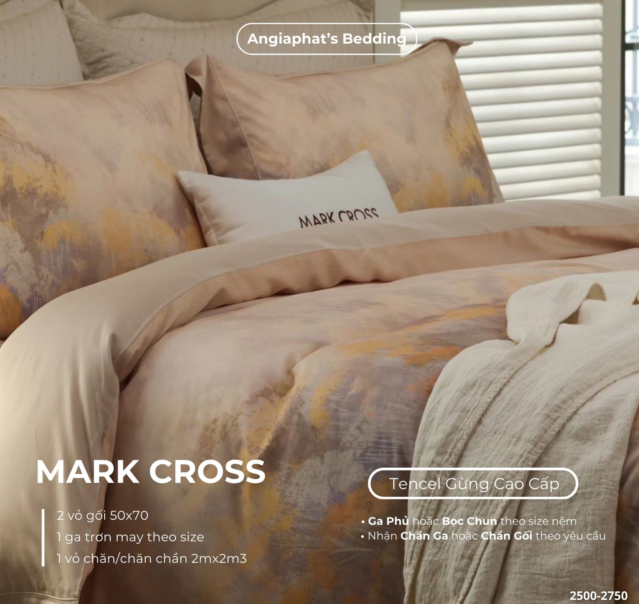 Set Chăn Ga Markcross - Lụa Tencel Gừng 2 