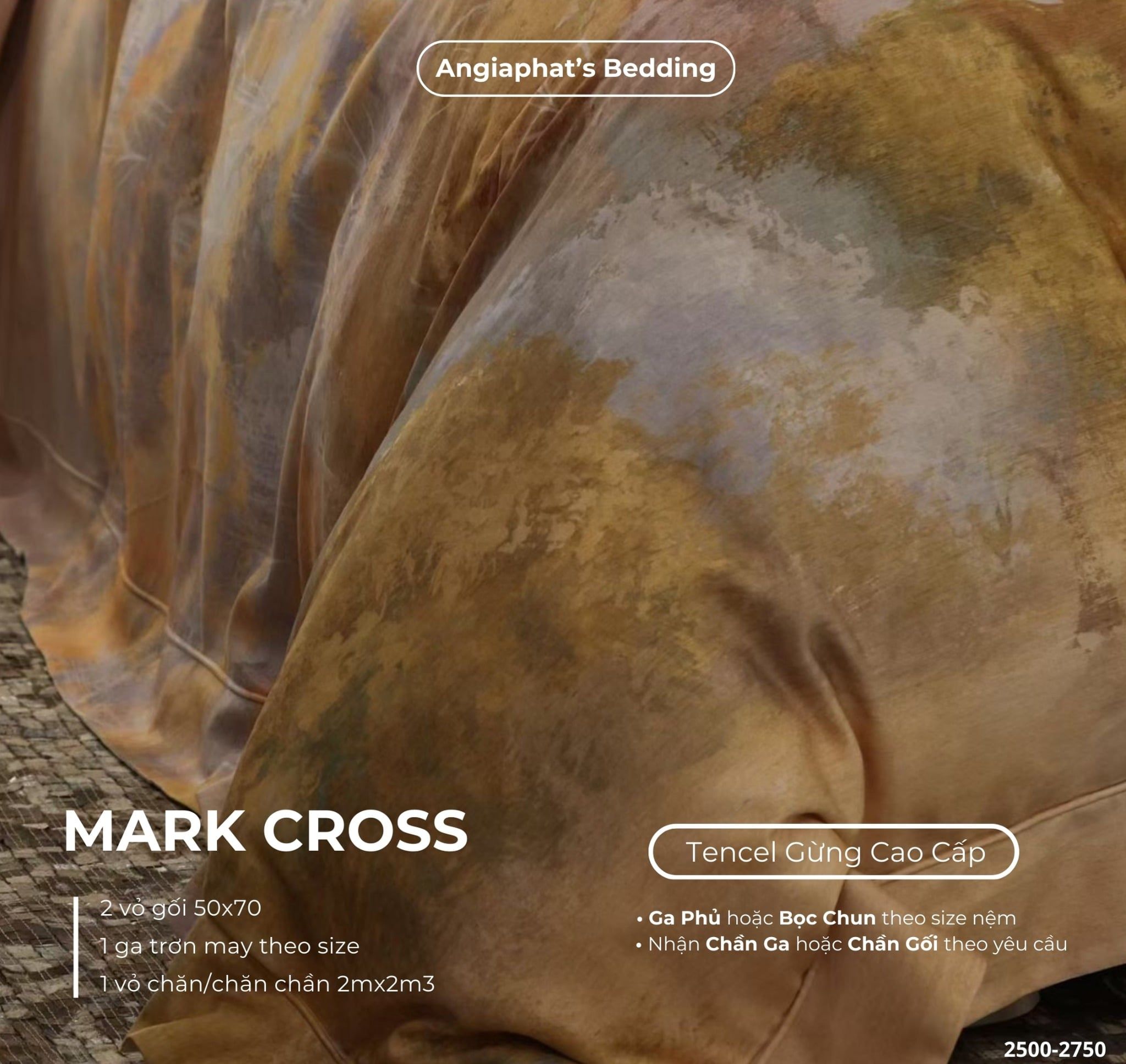  Set Chăn Ga Markcross - Lụa Tencel Gừng 2 