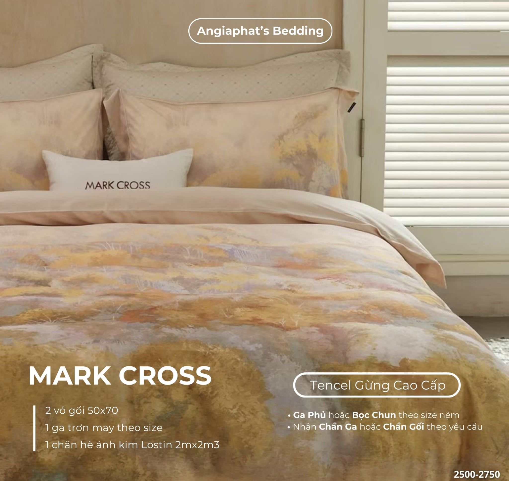  Set Chăn Ga Markcross - Lụa Tencel Gừng 2 
