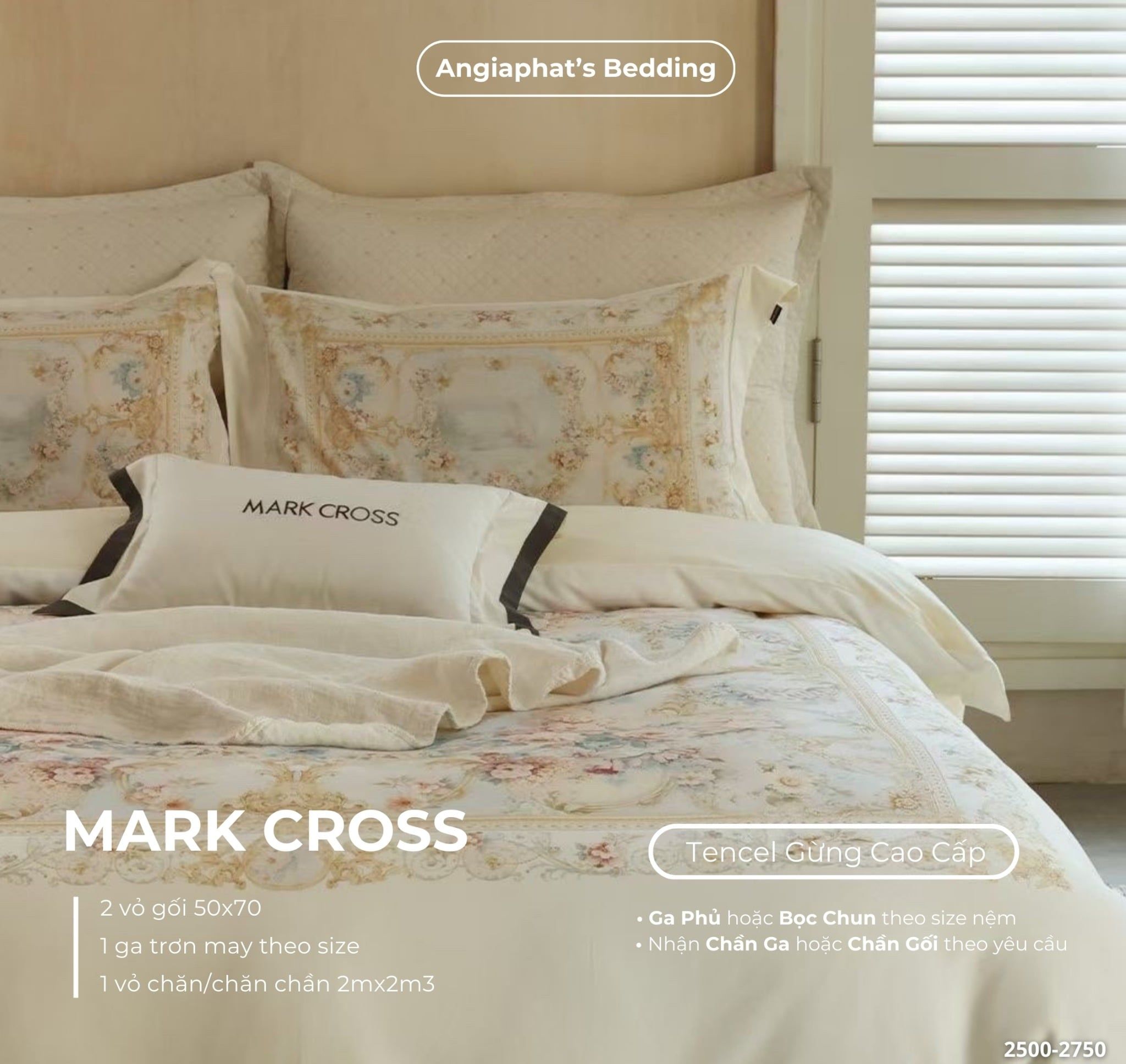  Set Chăn Ga Markcross - Lụa Tencel Gừng 3 