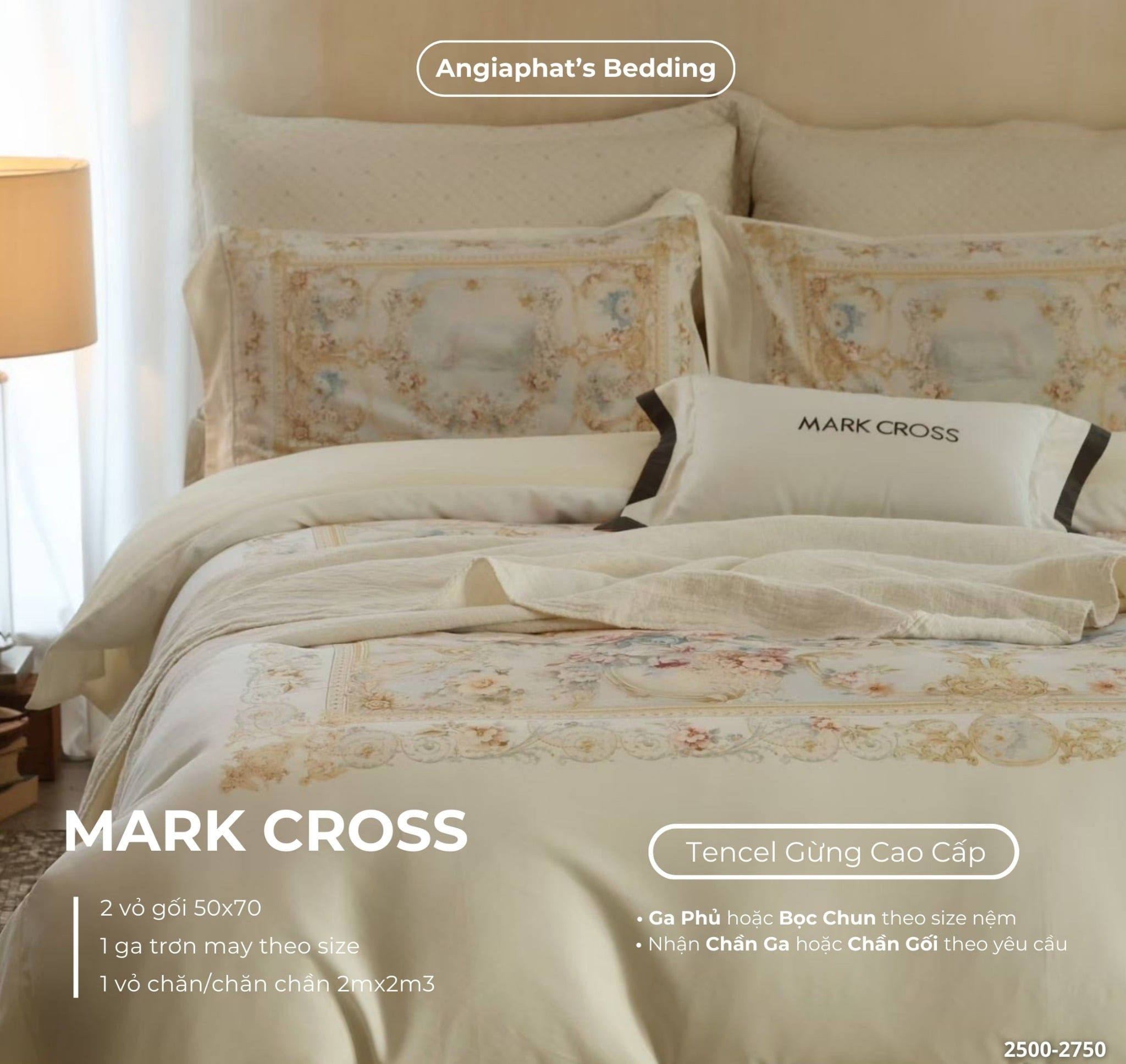  Set Chăn Ga Markcross - Lụa Tencel Gừng 3 