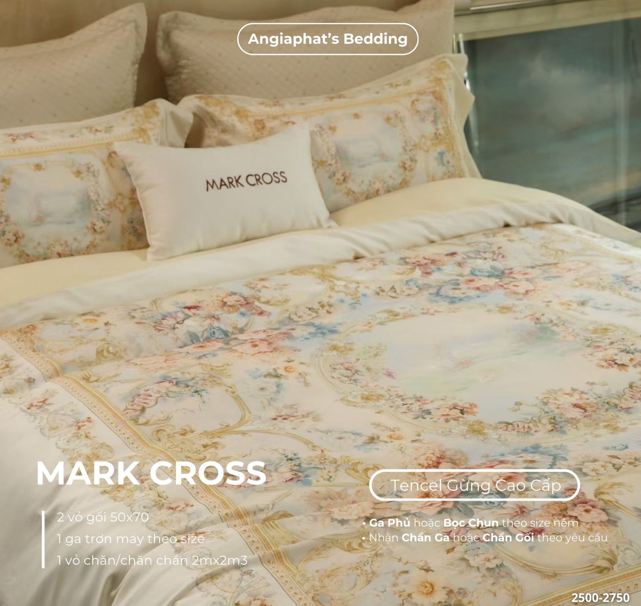  Set Chăn Ga Markcross - Lụa Tencel Gừng 3 