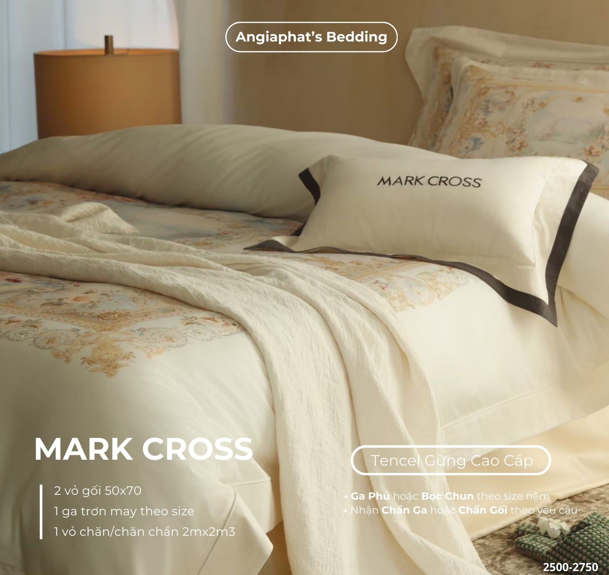  Set Chăn Ga Markcross - Lụa Tencel Gừng 3 