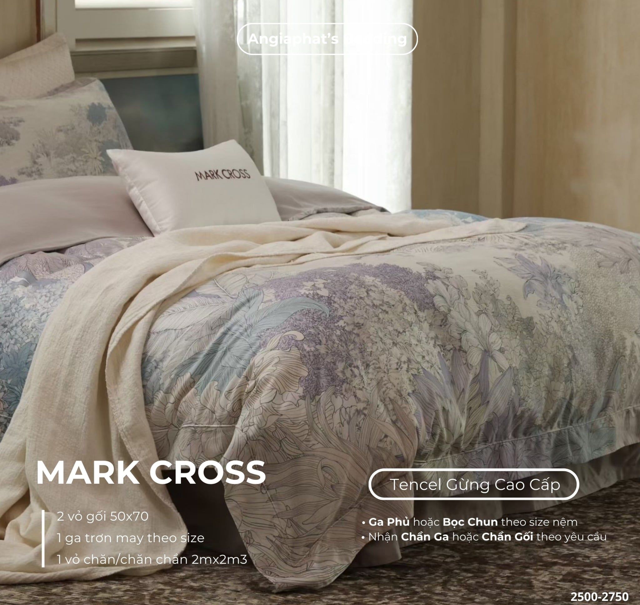  Set Chăn Ga Markcross - Lụa Tencel Gừng 4 