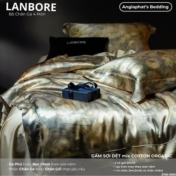  Set Chăn Ga Lụa Tơ Tằm Mix Tencel LANBOR - Màu 2 