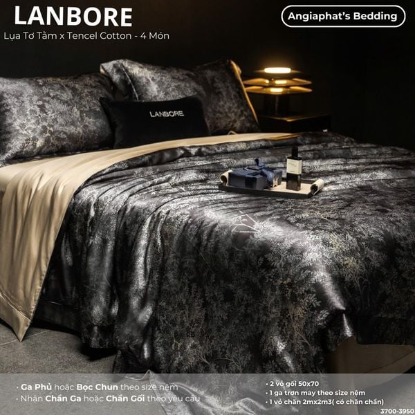  Set Chăn Ga Lụa Tơ Tằm Mix Tencel LANBOR - Màu 4 