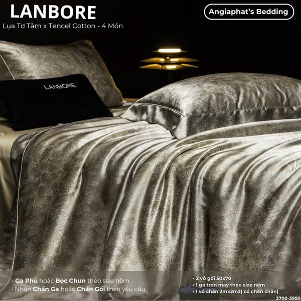  Set Chăn Ga Lụa Tơ Tằm Mix Tencel LANBOR - Màu 5 