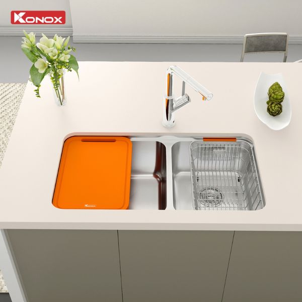 Chậu 2 hố âm Konox R50 Tari 8246DU