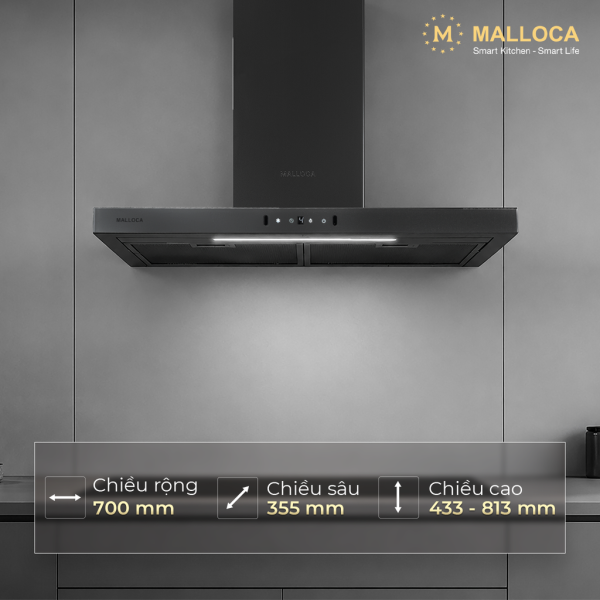 Máy hút mùi áp tường Malloca SLIM MH7035TS