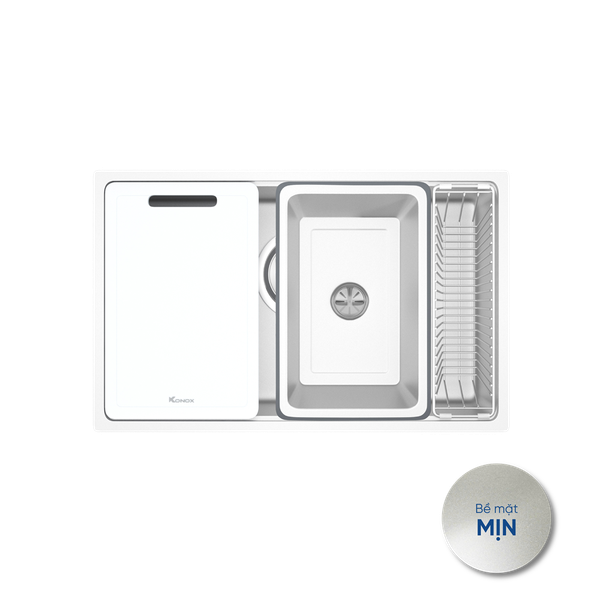 Chậu rửa âm Konox  Tari 7648SM + VÒI BẤT KỲ Tặng bộ dao nhà bếp 7 món cao cấp Gouter