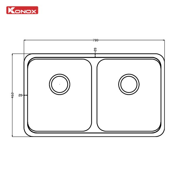 Chậu rửa bát lắp âm Konox R50 Tari 7846DU