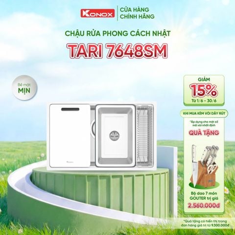 Chậu rửa âm Konox  Tari 7648SM Tặng bộ dao 7 món Gouter