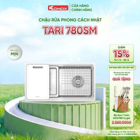 Chậu rửa bát Konox Tari 780SM Tặng bộ dao 7 món Gouter