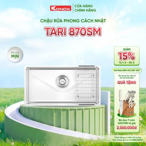 Chậu rửa bát Konox Tari 870SM Tặng bộ dao 7 món Gouter