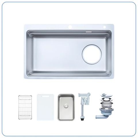 Chậu lắp dương bàn Nobinox ARVO V775 Tặng vòi dây rút Nobinox IVY NX202