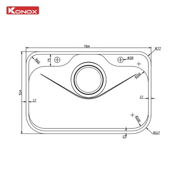 Chậu rửa bát phong cách Nhật chống xước Konox Tari Smart 7851