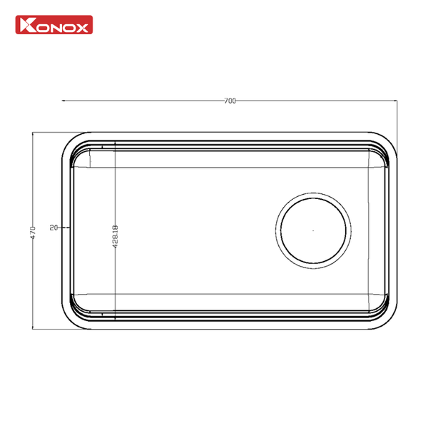 Chậu rửa bát âm 1 hố Konox Tari Smart 7047PP