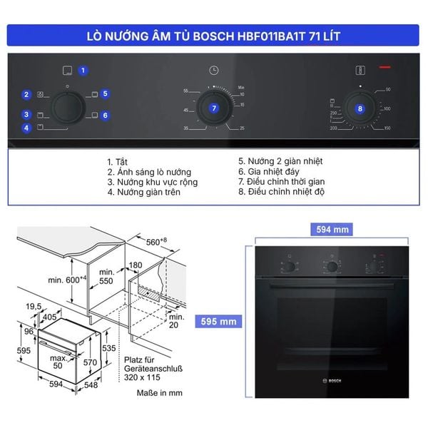 Lò nướng âm tủ Bosch HBF011BA1T