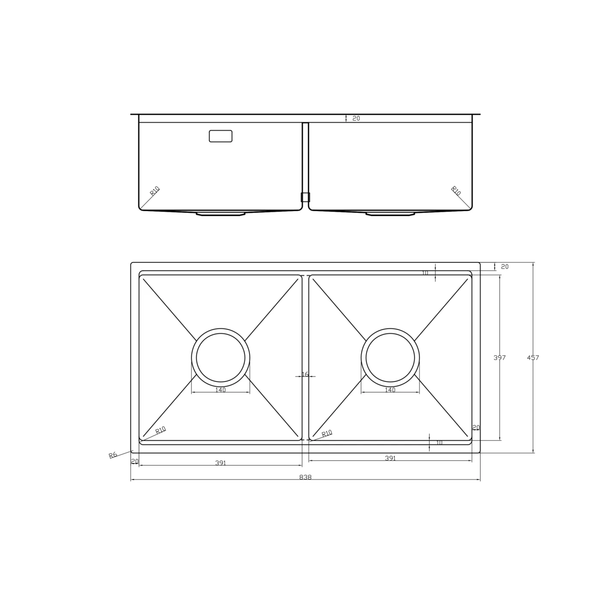 Chậu rửa bát âm NOBINOX LUMIA NJ524