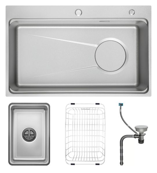 Chậu rửa 1 hố Inox 304 chống xước GrandX GX7650SV Volcano