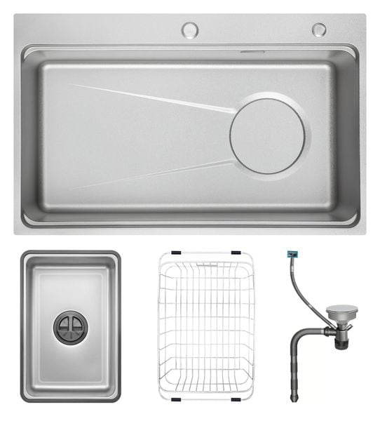 Chậu rửa 1 hố Inox 304 chống xước GrandX GX8050SV Volcano