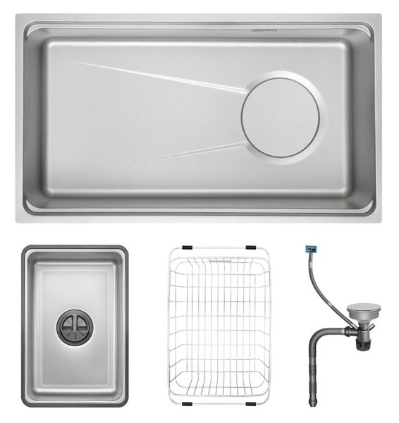 Chậu rửa 1 hố lắp âm Inox 304 chống xước GrandX GX8045LV Volcano