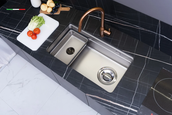 Chậu rửa bát 1 hố Nobinox ARVO V676 Tặng Vòi rửa dây rút Nobinox NX202