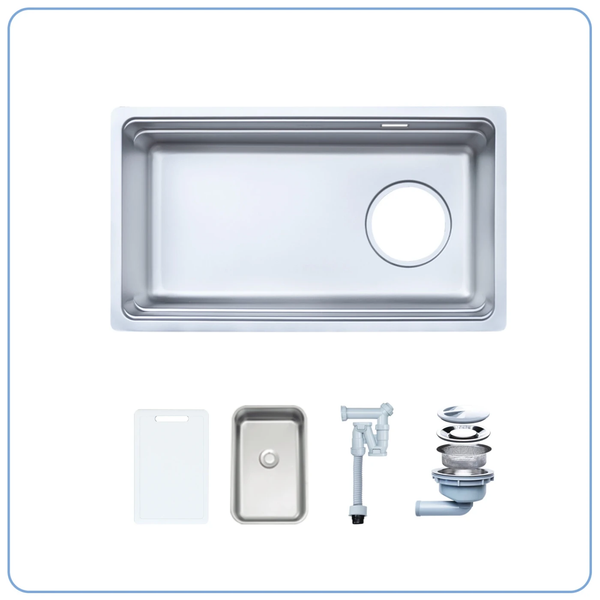 Chậu rửa bát 1 hố Nobinox ARVO V676 Tặng Vòi rửa dây rút Nobinox NX202