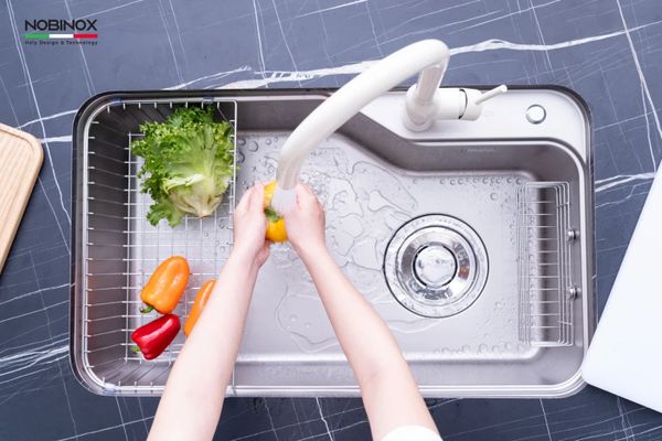 Chậu âm Nobinox NOVA A182 Tặng Vòi rửa dây rút Nobinox NX202