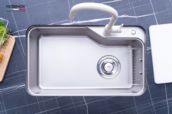 Chậu âm Nobinox NOVA A182 Tặng Vòi rửa dây rút Nobinox NX202