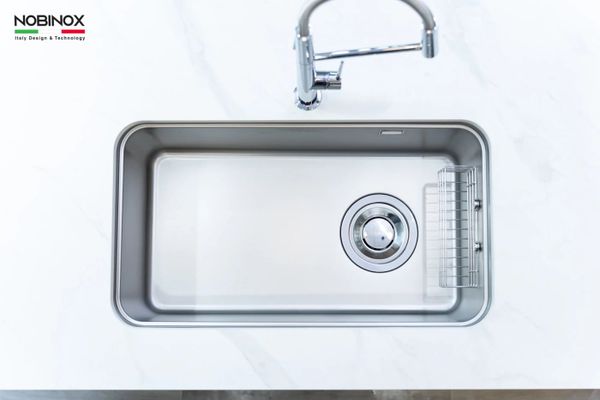 Chậu âm Nobinox NOVA A282M Tặng vòi dây rút Nobinox IVY NX202