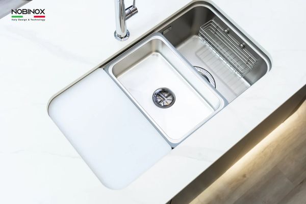 Chậu âm Nobinox NOVA A282M Tặng vòi dây rút Nobinox IVY NX202