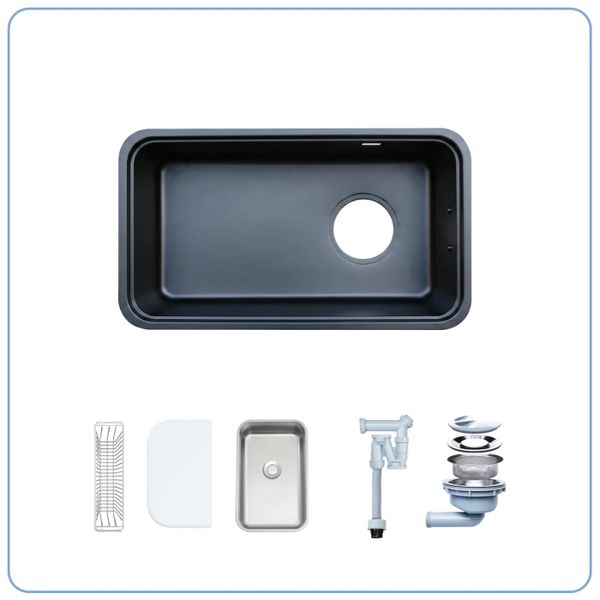 Chậu âm Nobinox NOVA A284B Tặng vòi dây rút Nobinox IVY NX202