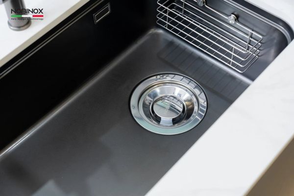 Chậu âm Nobinox NOVA A284B Tặng vòi dây rút Nobinox IVY NX202