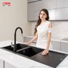 Chậu rửa bát đá Konox Livello Smart Black + Vòi rửa Konox cao cấp tặng Bộ dao 5 món Impecca