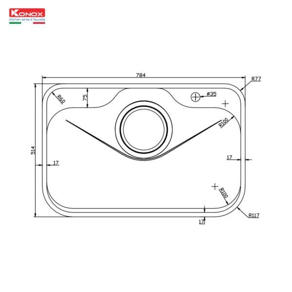 Chậu rửa bát Konox Tari 7851SM + VÒI BẤT KỲ Tặng bộ dao nhà bếp 7 món cao cấp Gouter