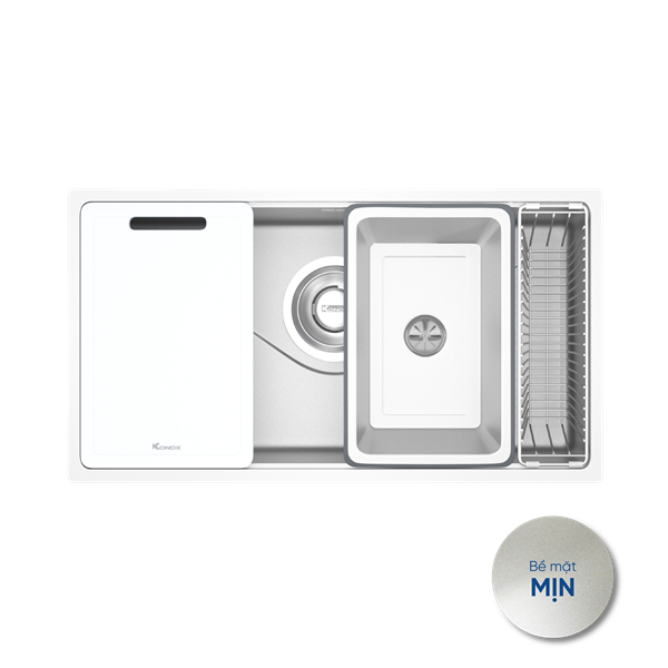 Chậu rửa âm Konox Tari 8748SM + VÒI BẤT KỲ Tặng bộ dao nhà bếp 7 món cao cấp Gouter