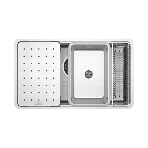 Chậu rửa bát chống xước Konox Dekor 8044SU tặng Vòi rửa Reno Smart