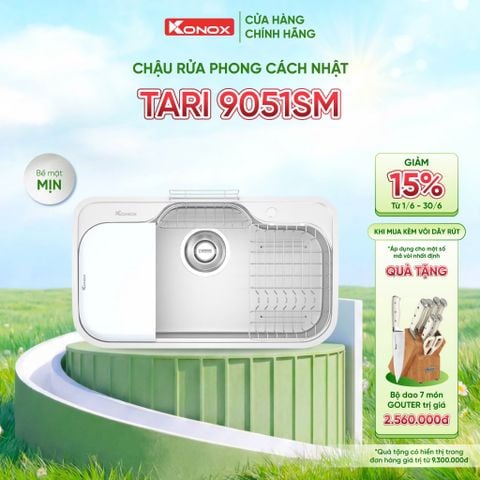 Chậu rửa bát Konox Tari 9051SM Tặng bộ dao 7 món Gouter