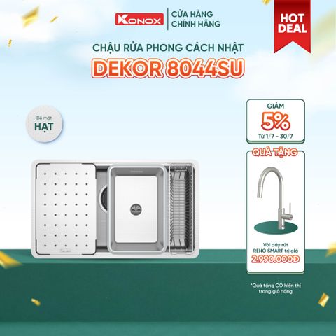 Chậu rửa bát chống xước Konox Dekor 8044SU tặng Vòi rửa Reno Smart