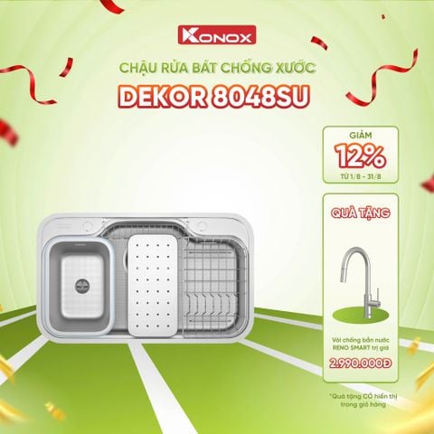Chậu rửa bát chống xước Konox Dekor 8044SU tặng Vòi rửa Reno Smart