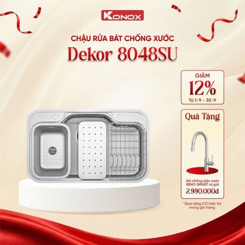 Chậu rửa bát âm Konox Dekor 8048SU Tặng vòi rửa Reno Smart