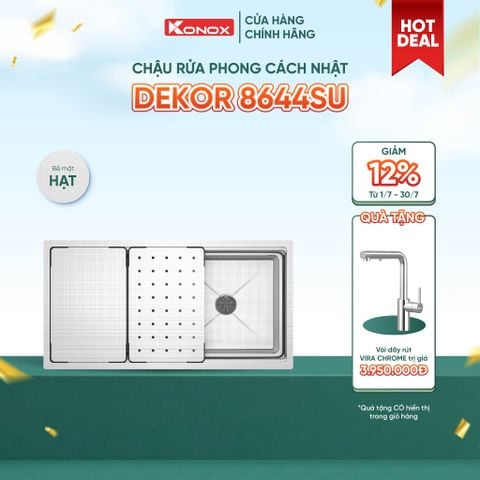 Chậu rửa bát 1 hố chống xước KN8644SU Dekor Tặng vòi vira chorme