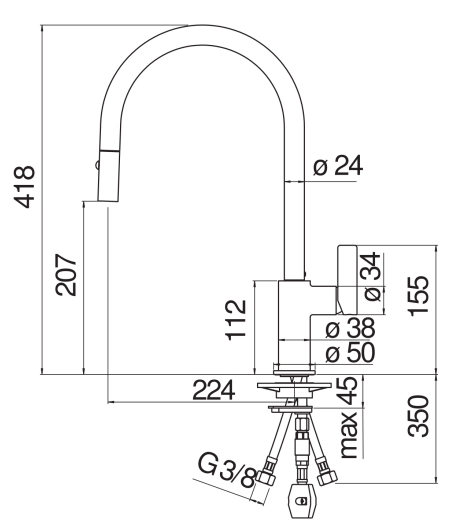 Vòi rửa bát dây rút Nobili FLAG NB205