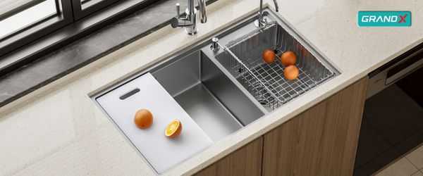 Chậu rửa bát 2 hố âm GrandX GX8648DS